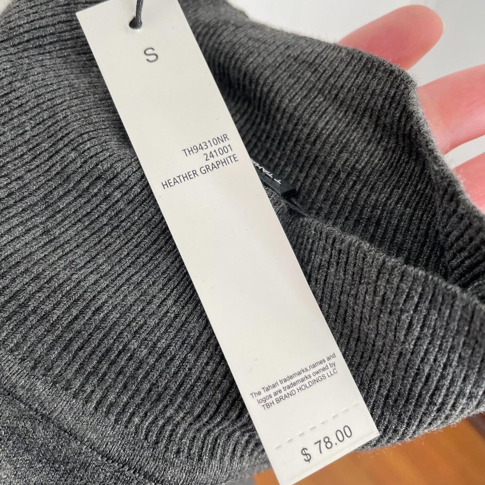 NEW T Tahari Gray Essential Mock Neck Sweater Size Small - Picture 9 of 10